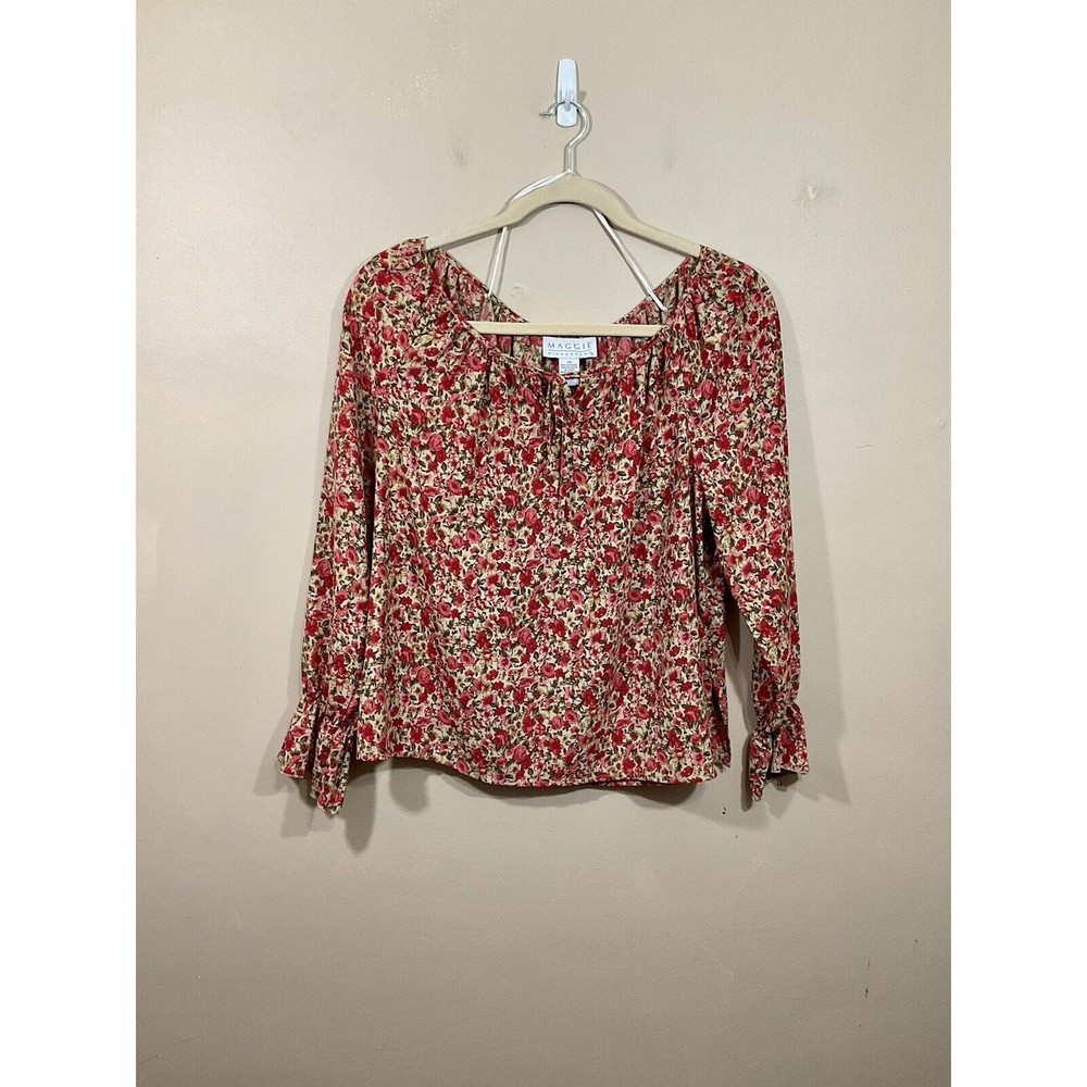 VTG Womens Floral Peasant Shirt 1X 90s Y2K Cottagecore Prairiecore Femme Fairy